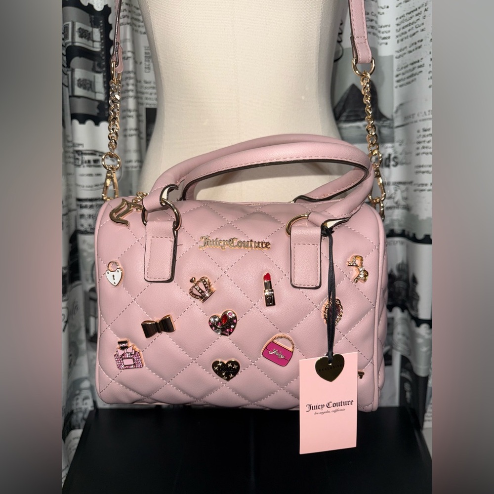 NWT Juicy Couture "Juicy Girl Only Satchel" Dusty Blush Pink Color Quilted Bag